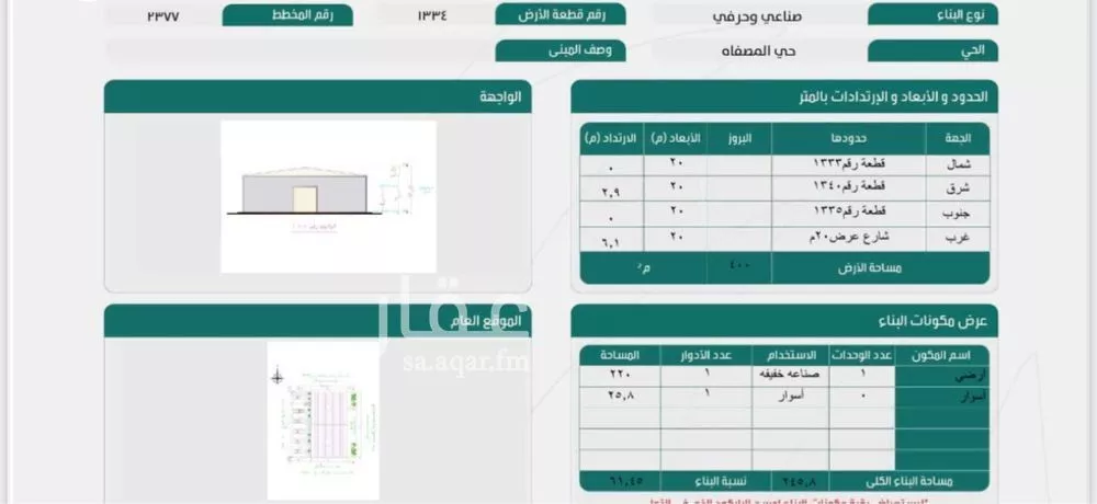أرض 400 م² في المصفاة 2