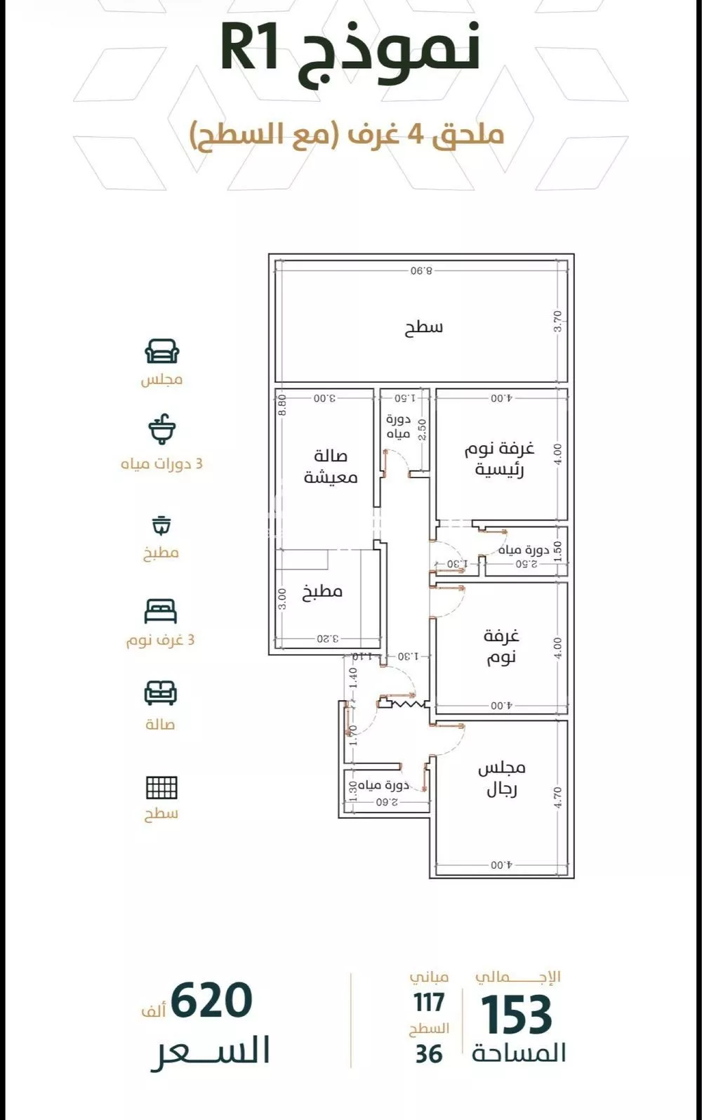شقة 2 غرف في الربوة 2