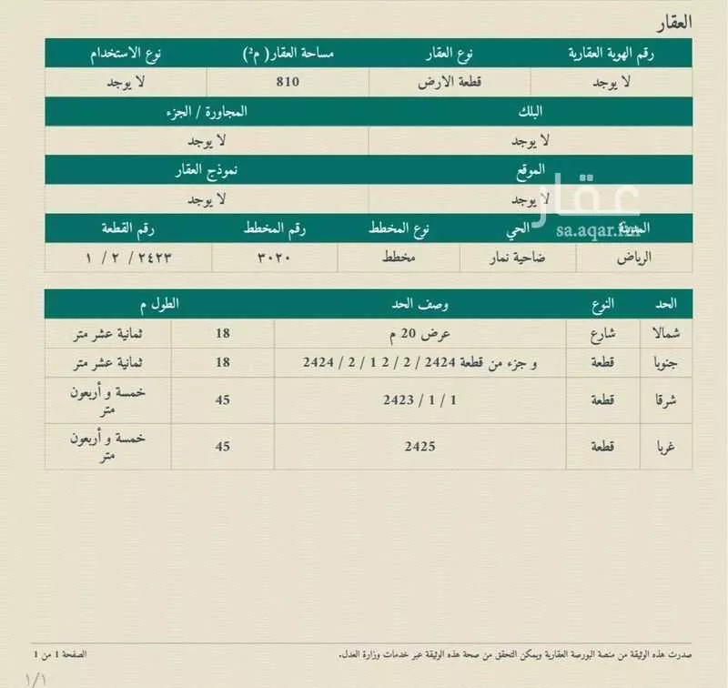 أرض 1584 م² في ضاحية نمار 5