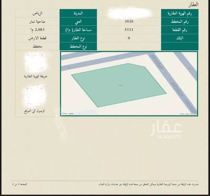 2083 sqm land in Dahiat Namar 2