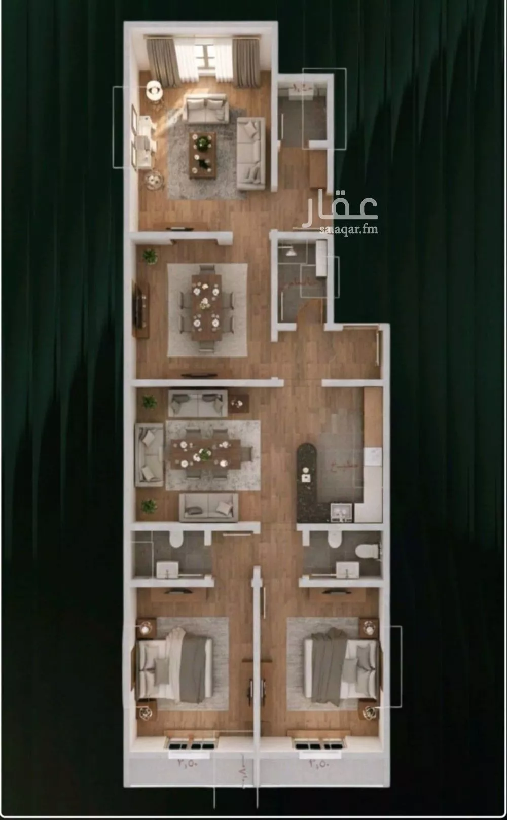 شقة 4 غرف في النزهة 3