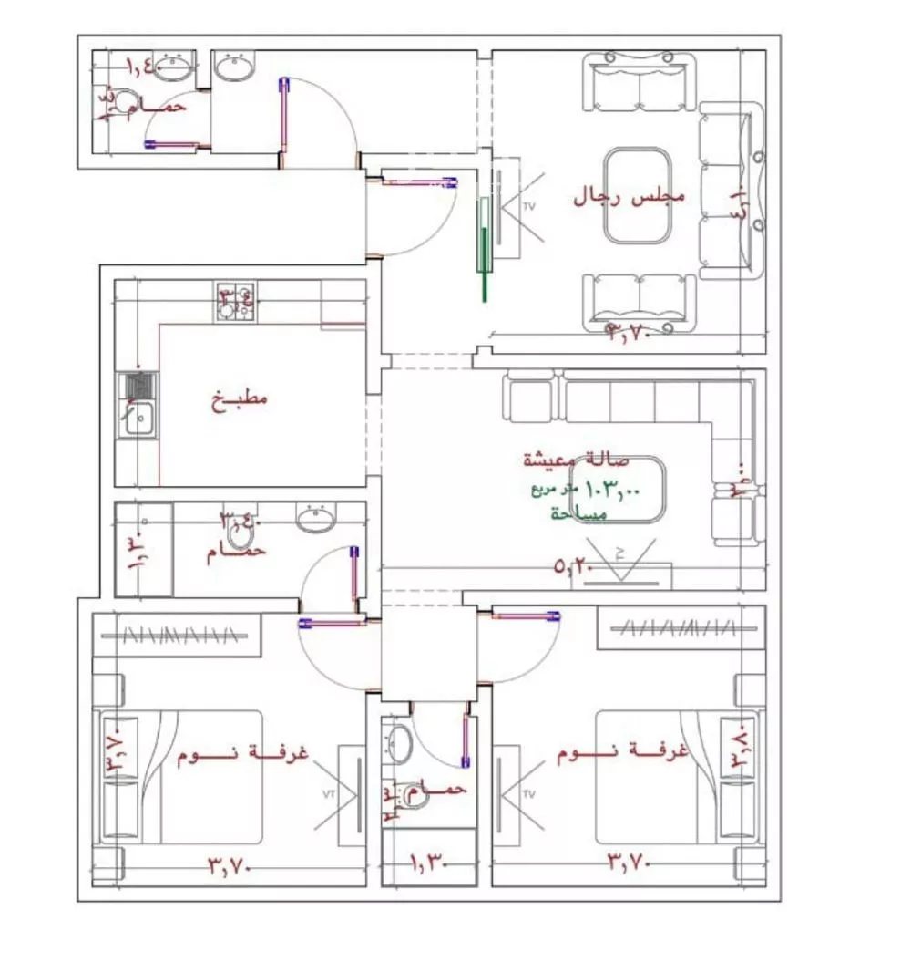 شقة 3 غرف في الربوة 2
