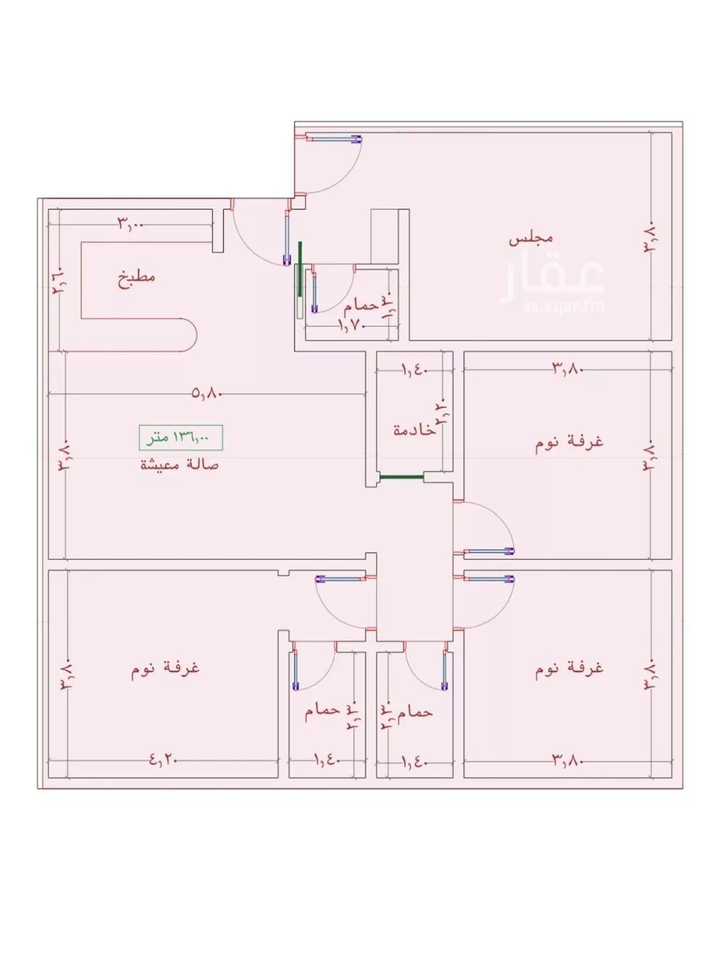 شقة 4 غرف في الواحة 3