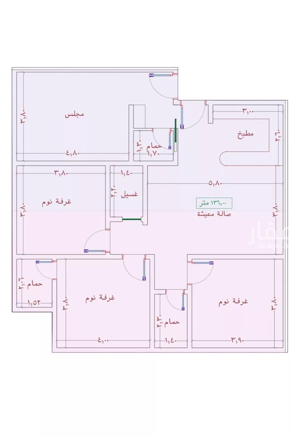 شقة 4 غرف في الواحة 4