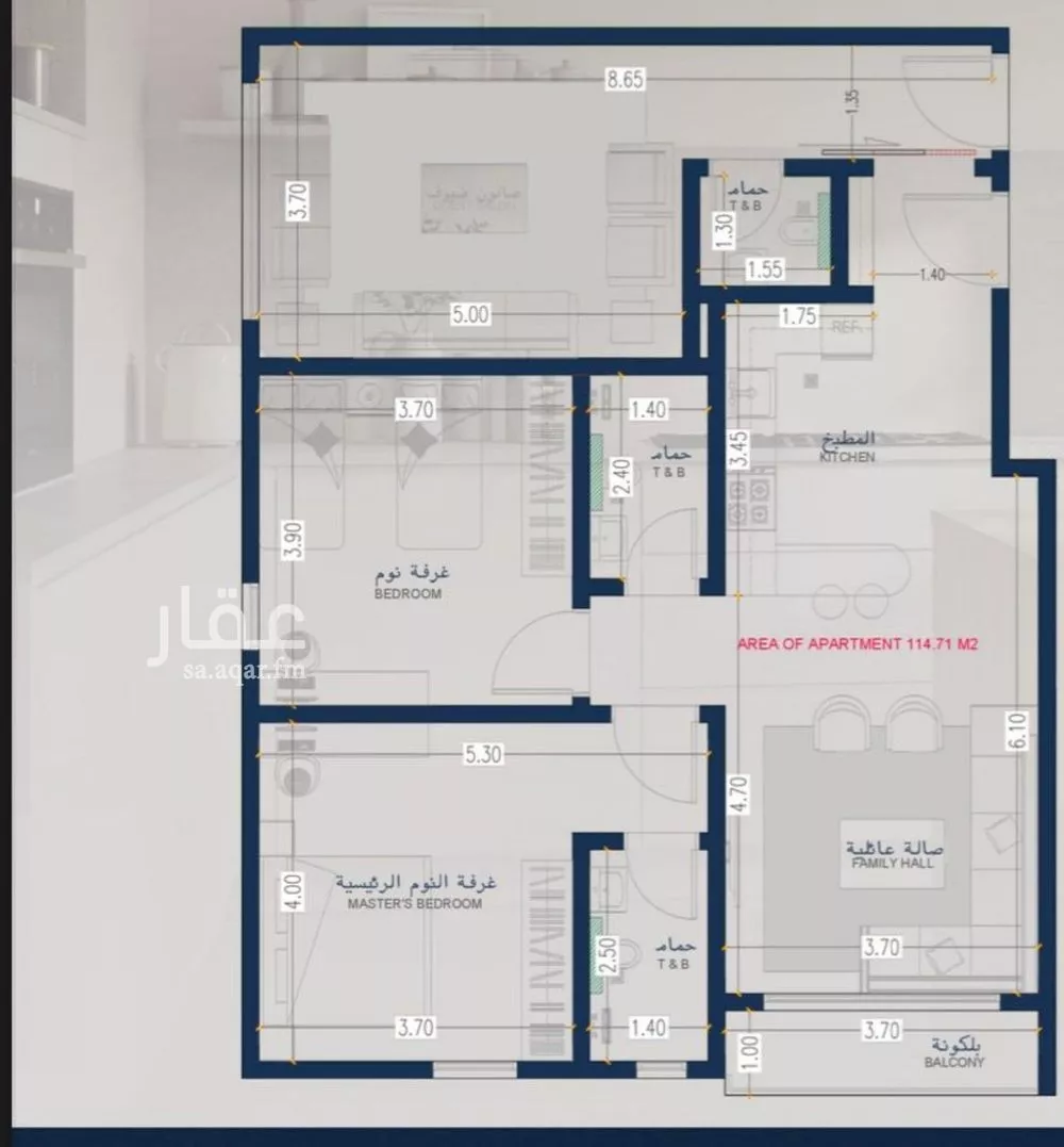 شقة 3 غرف في الزهراء 3