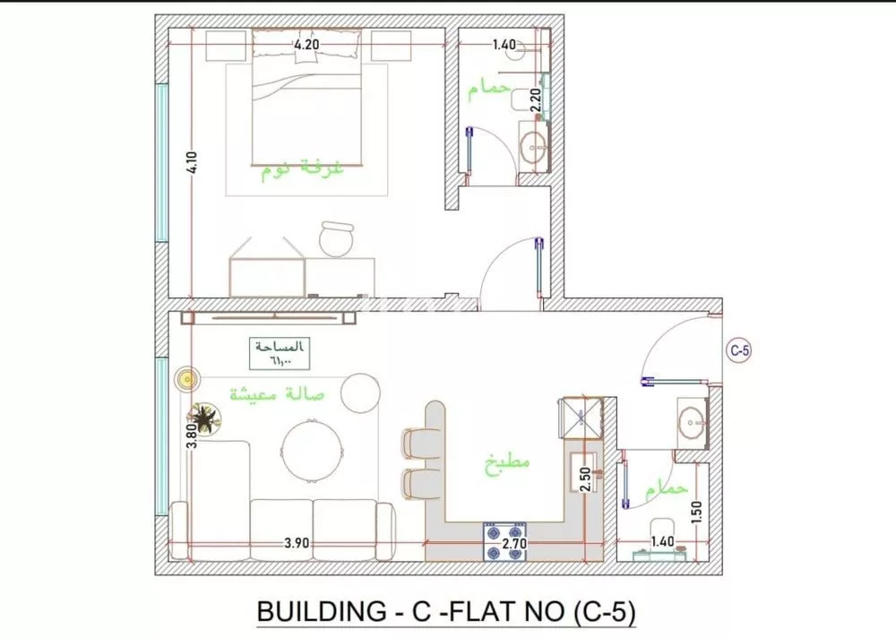 شقة 1 غرف في الفيحاء 2