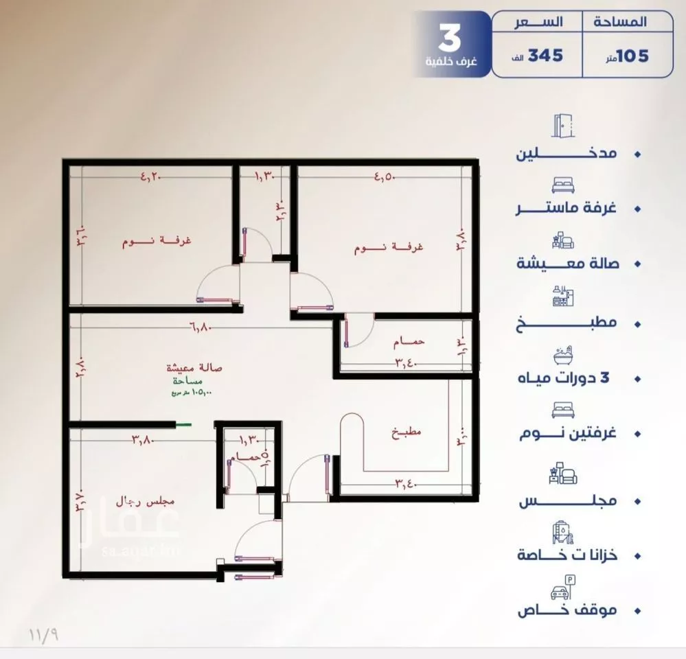 3 bedroom apartment in Al Nuzhah, Jeddah 4