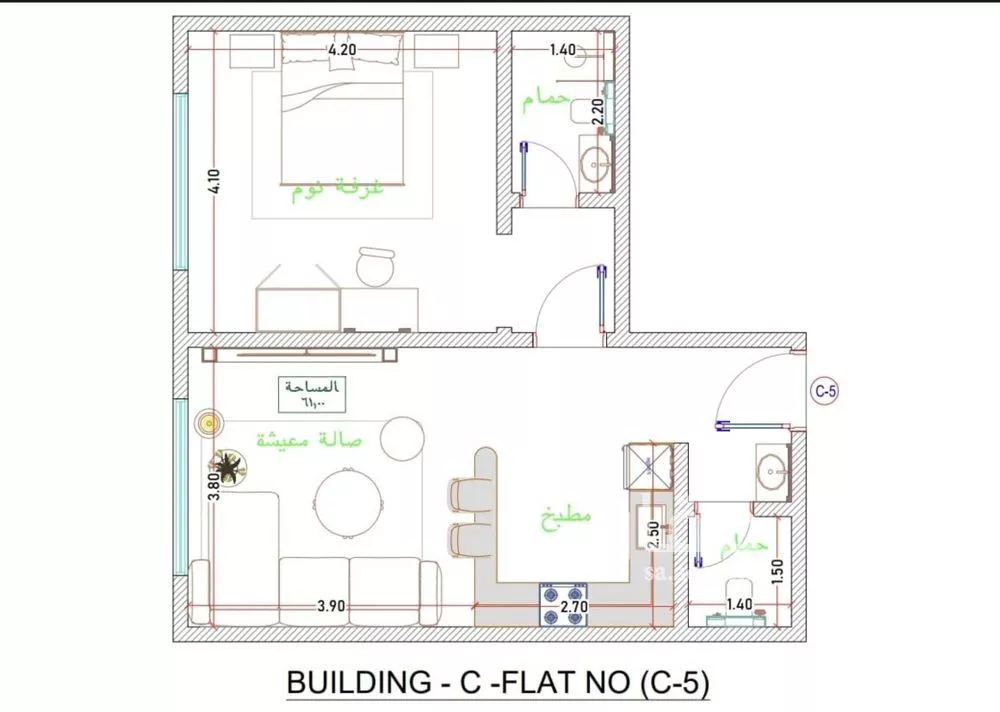 شقة 1 غرف في الفيحاء 2