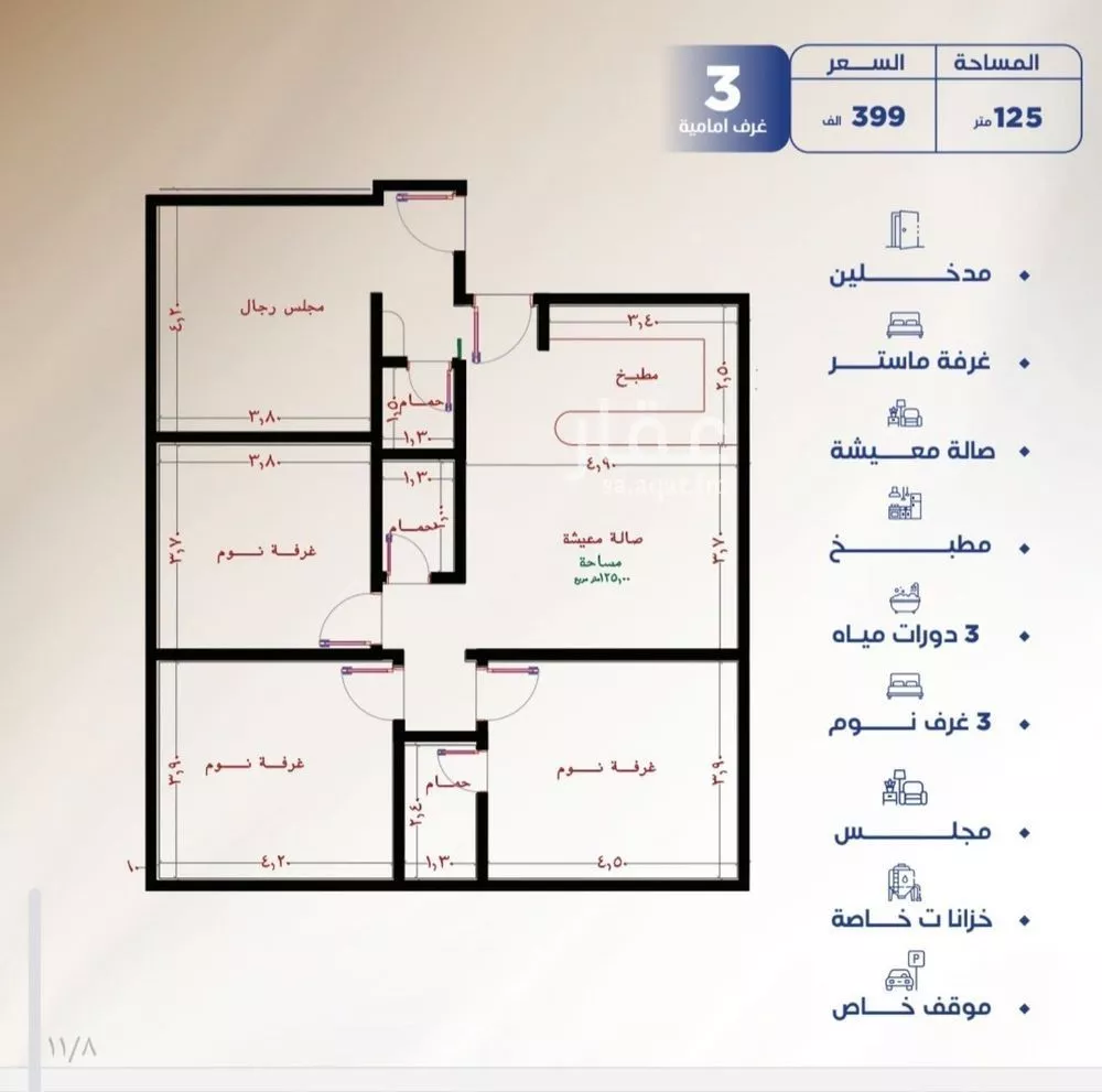 3 bedroom apartment in Al Nuzhah, Jeddah 6