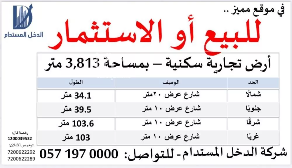 3813 sqm land in Al Ghnamiah 1