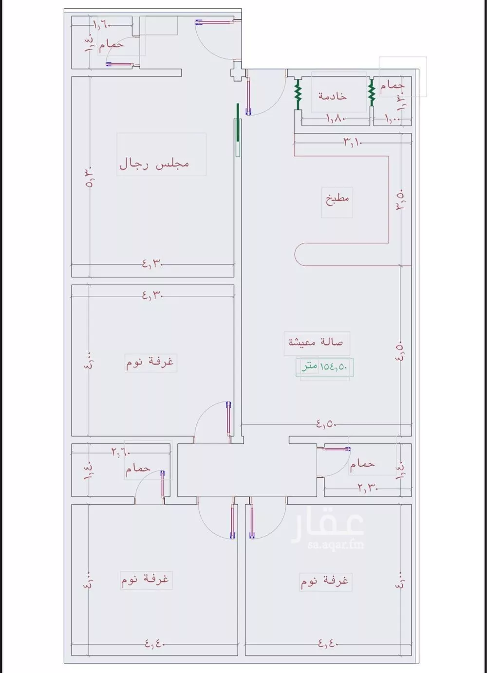 شقة 4 غرف في الجامعة