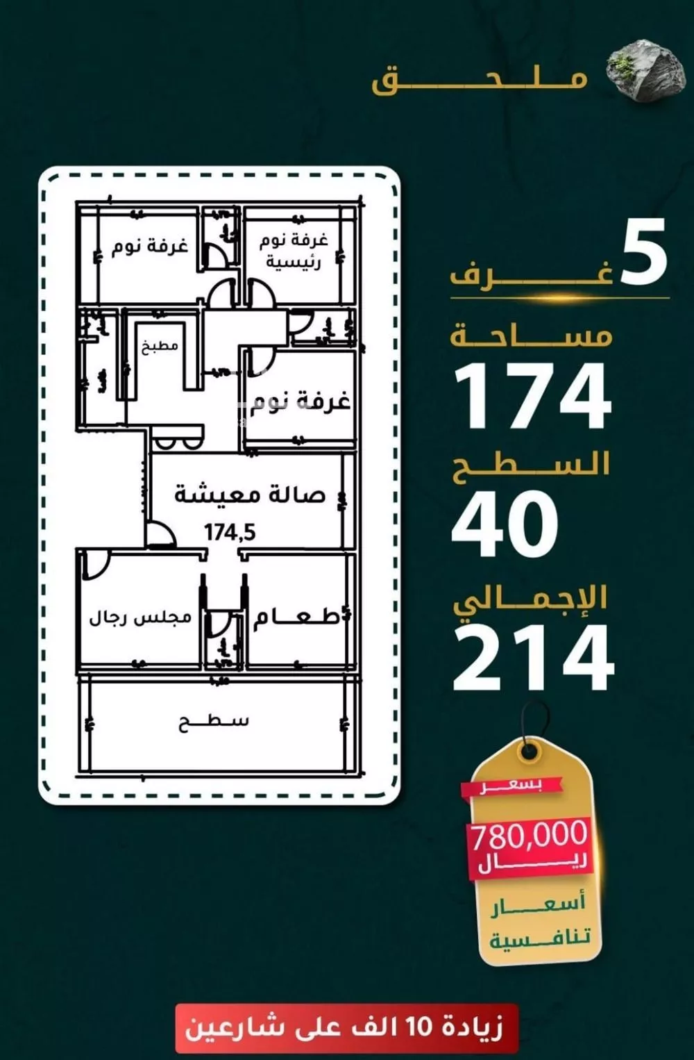 شقة 5 غرف في الروضة 1