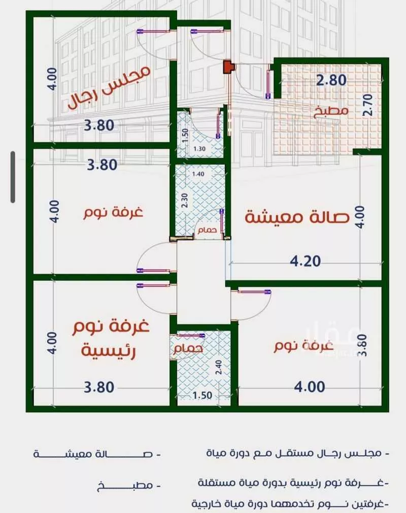 شقة 3 غرف في الربوة 2