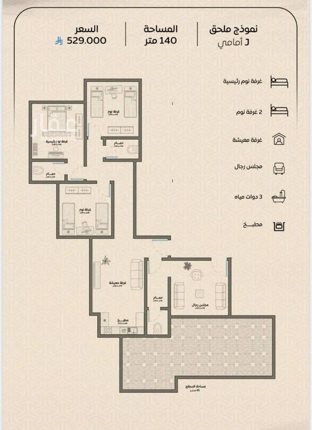 دور 4 غرف في الريان 2