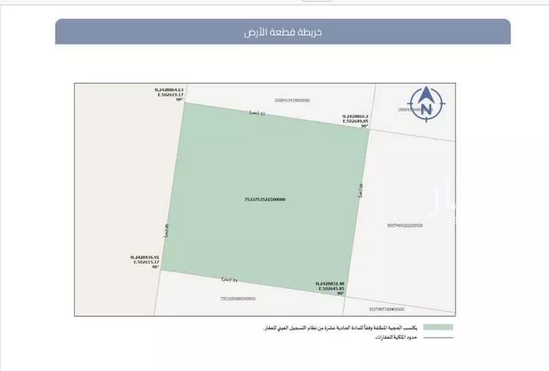 868 sqm land in Al Durrah 3
