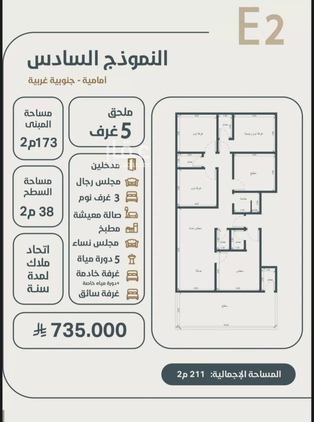 شقة 5 غرف في النعيم 2