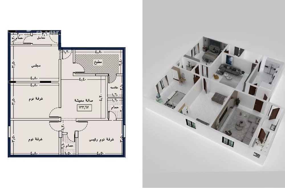 شقة 4 غرف في الروضة 3