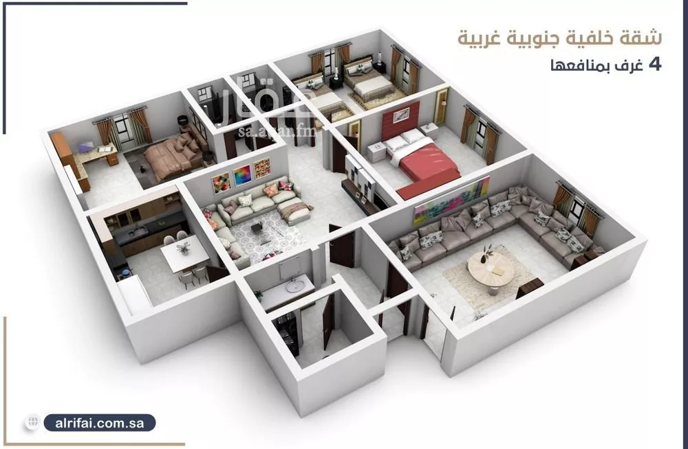 شقة 4 غرف في الروضة 3
