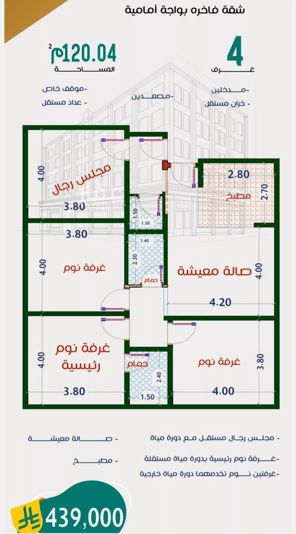 شقة 3 غرف في الربوة 5