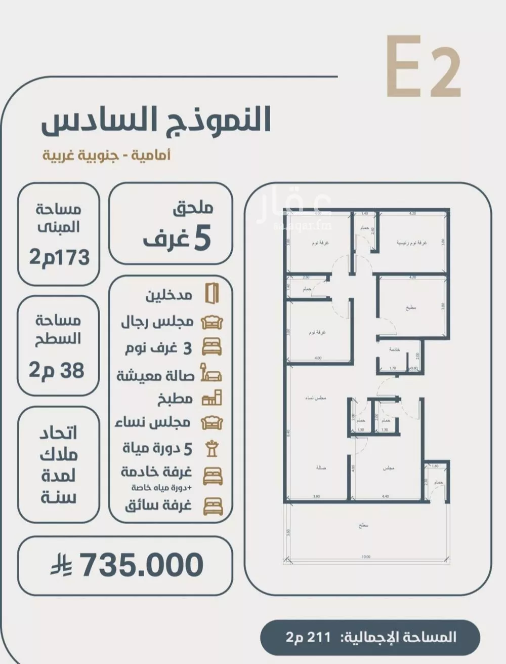 شقة 5 غرف في النعيم 4