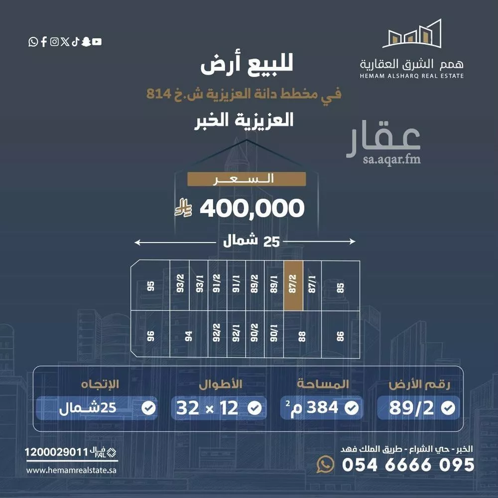 أرض 384 م² في الامواج