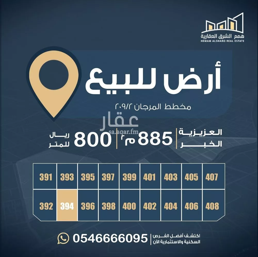 أرض 885 م² في اللؤلؤ