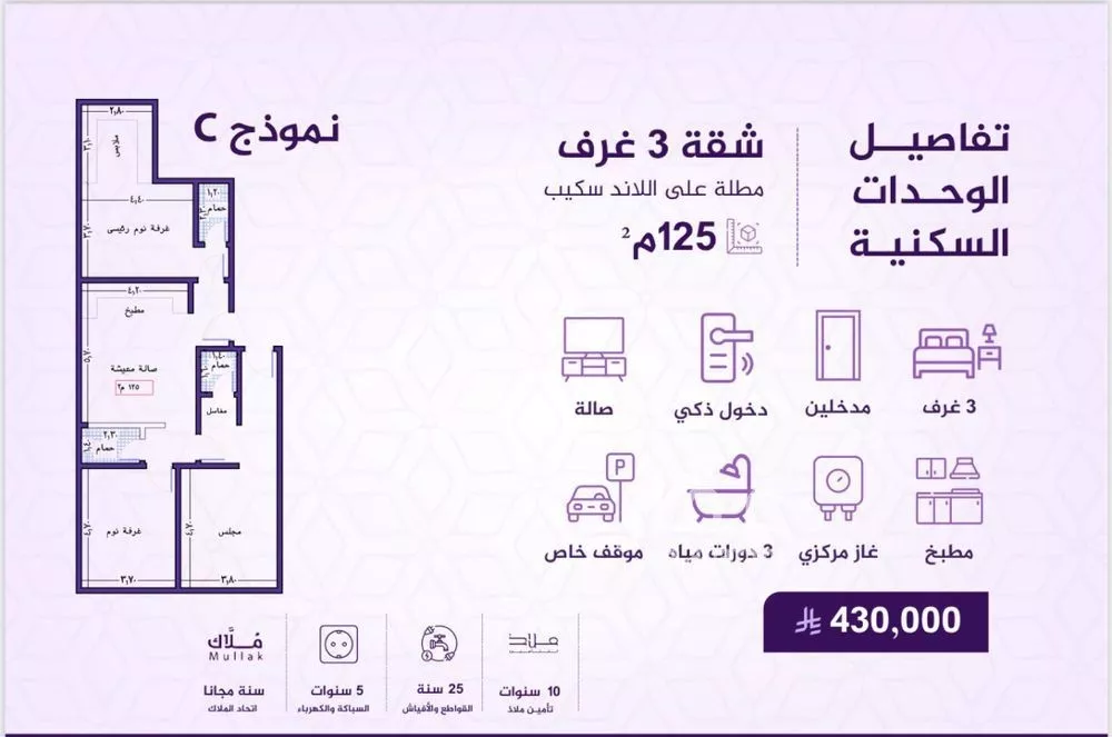 شقة 3 غرف في الفيحاء 1
