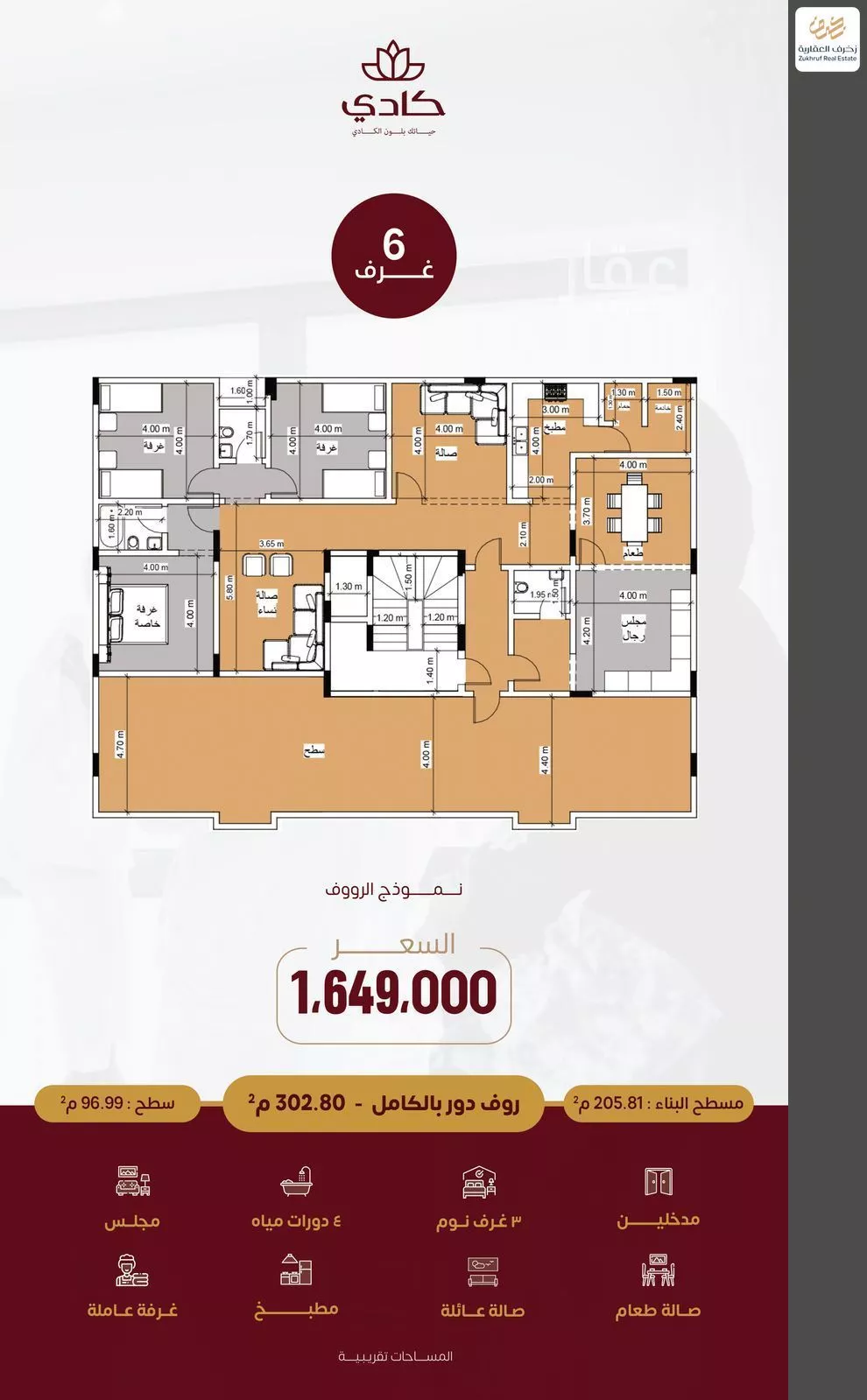 شقة 6 غرف في الزهراء 5
