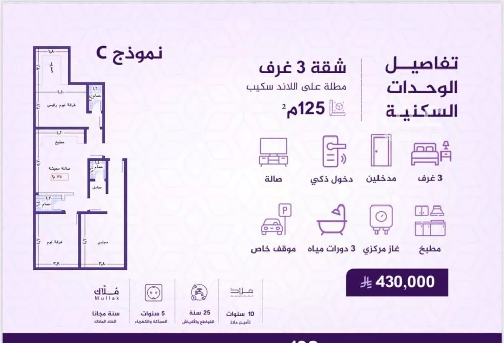 شقة 3 غرف في الفيحاء 1