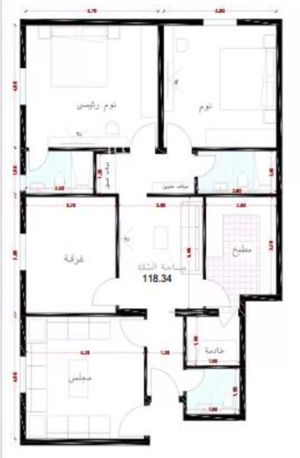 شقة 4 غرف في الريان 5