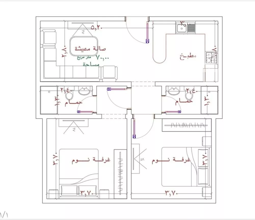 شقة 2 غرف في الربوة