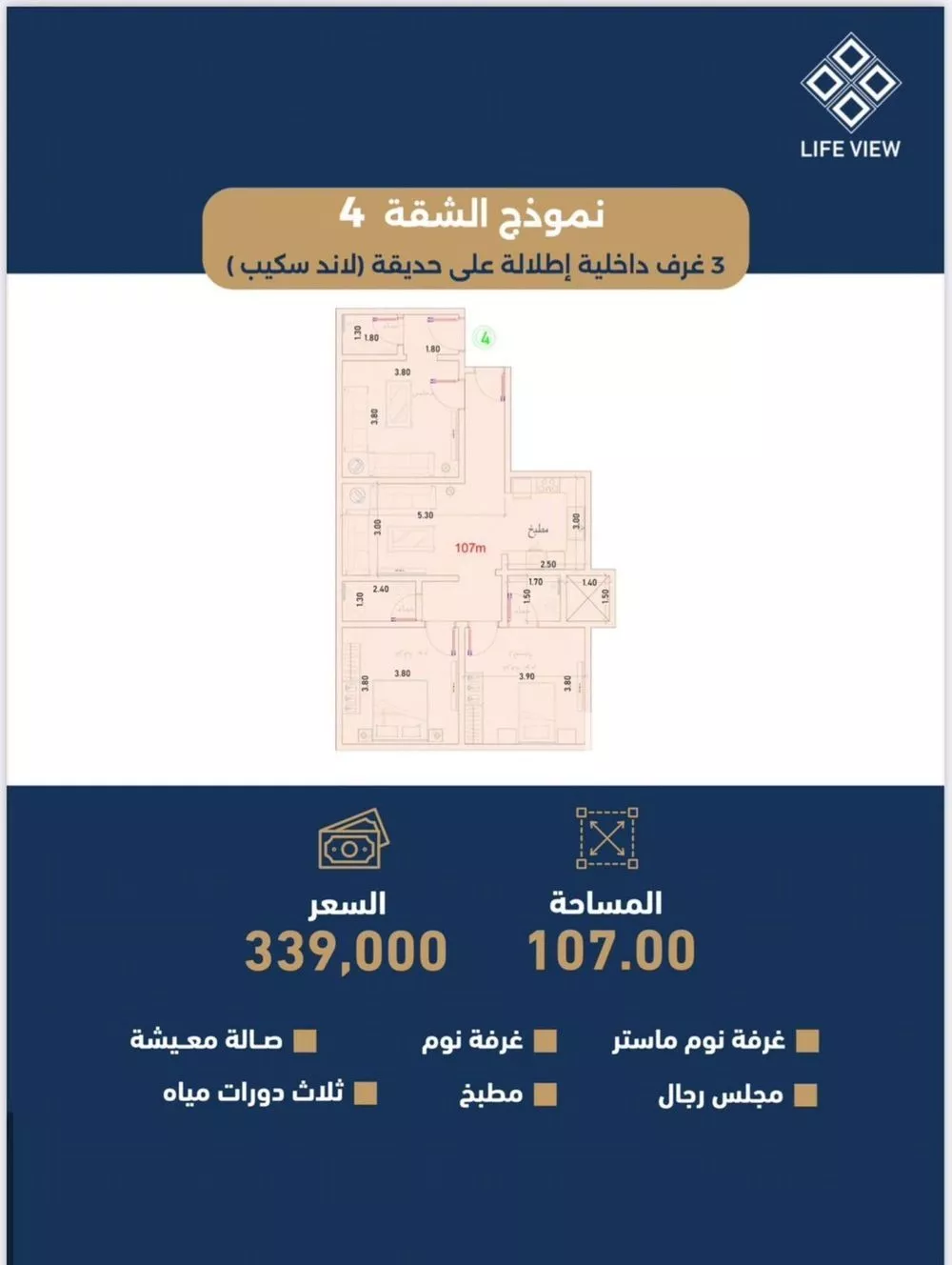 3 bedroom apartment in Taibah, Jeddah 4