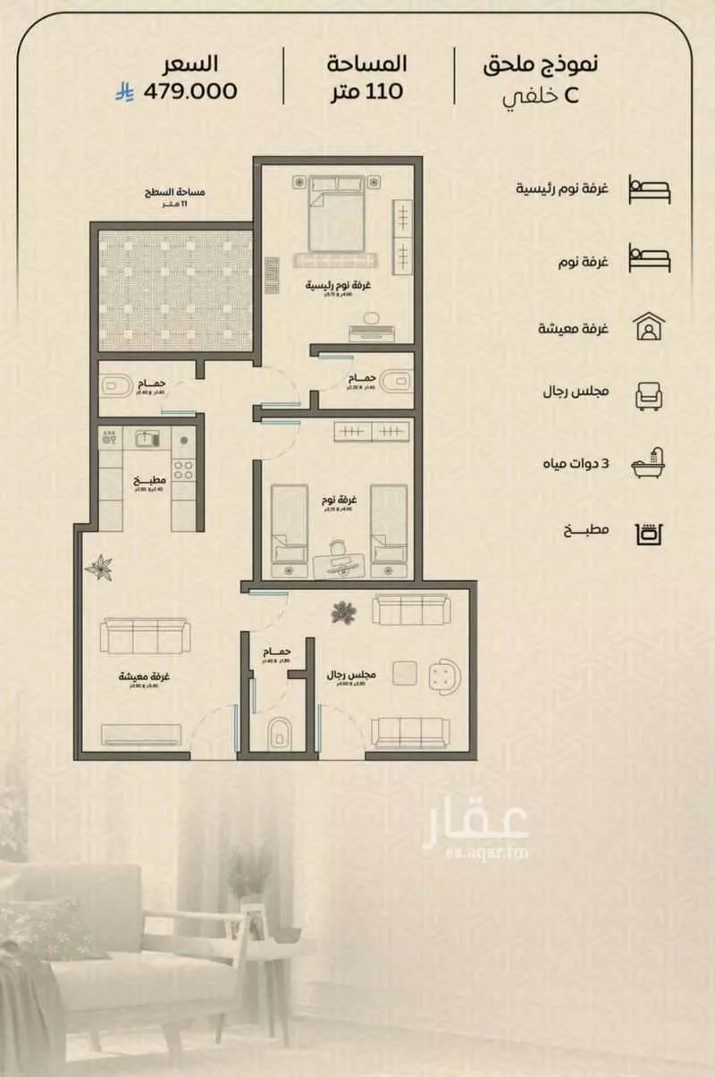3 bedroom apartment in Ar Rayan, Jeddah 12