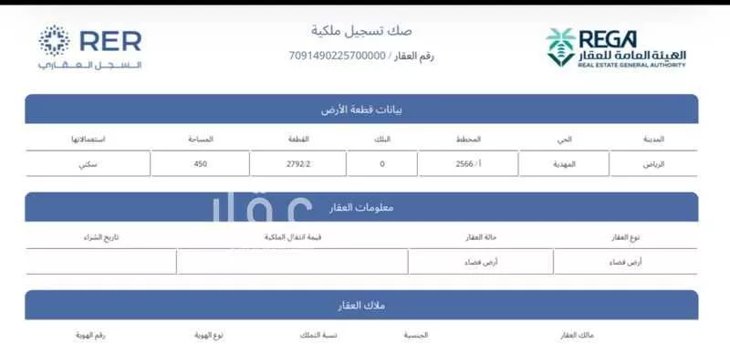 450 sqm land in Al Mahdiyyah 3