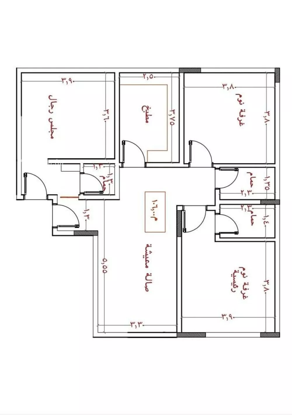 شقة 3 غرف في النزهة 2