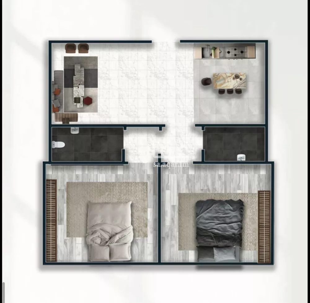 شقة 2 غرف في النزهة 2