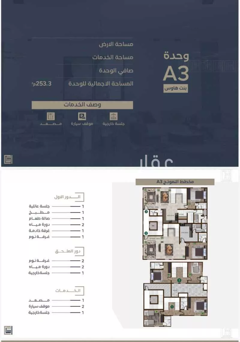 دور 3 غرف في العارض 3