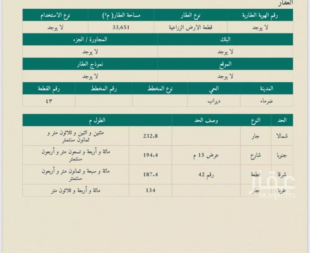 أرض 33651 م² في أحد 2