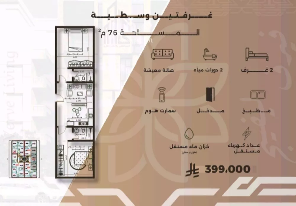 شقة 2 غرف في النهضة