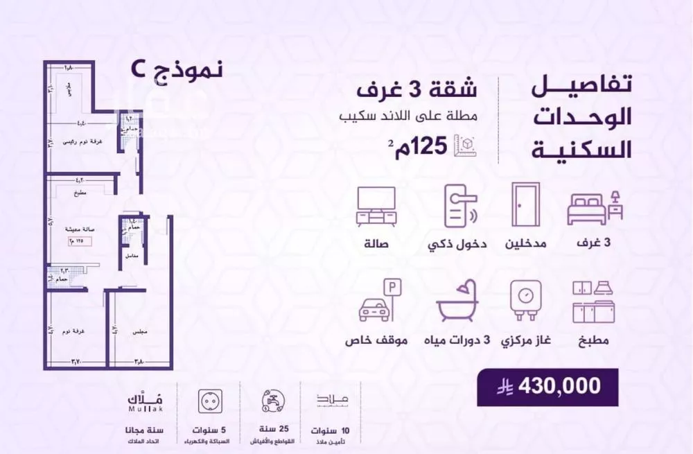 شقة 3 غرف في الفيحاء 3