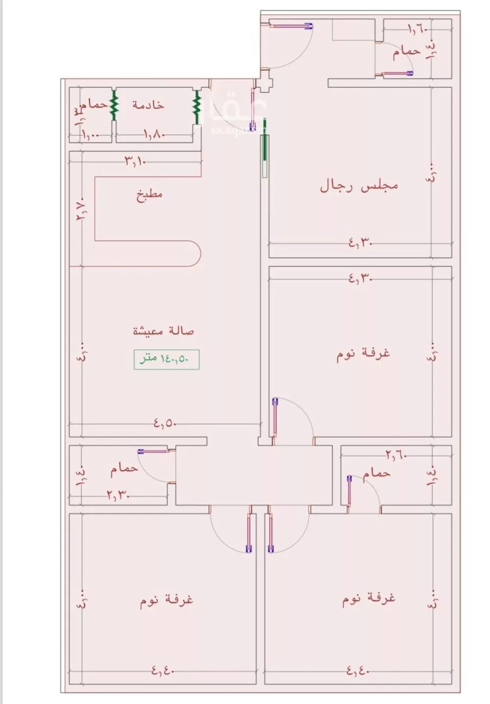 شقة 4 غرف في الجامعة