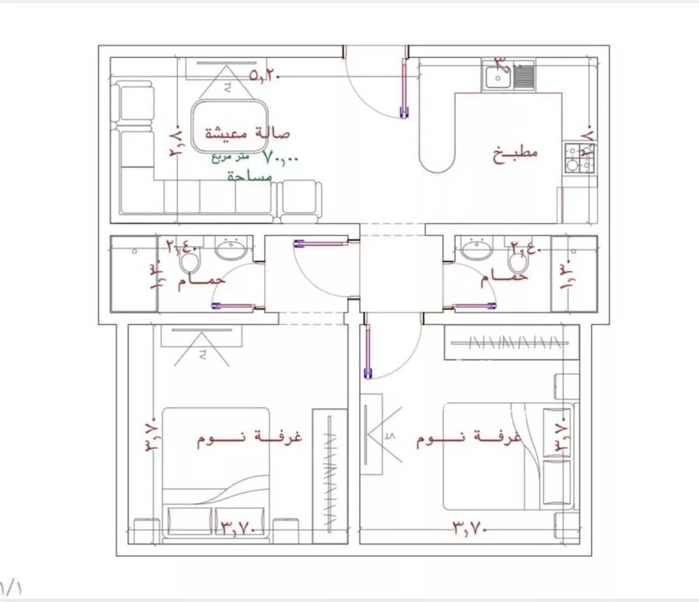 شقة 2 غرف في الربوة 2