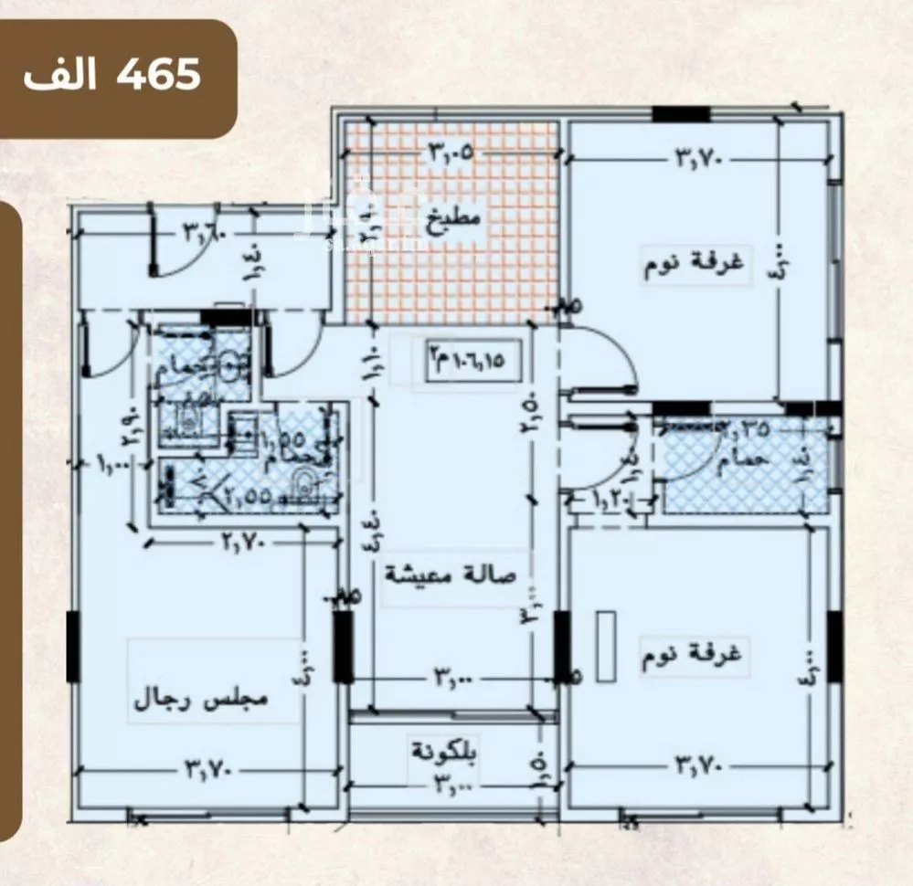 شقة 3 غرف في العزيزية 1