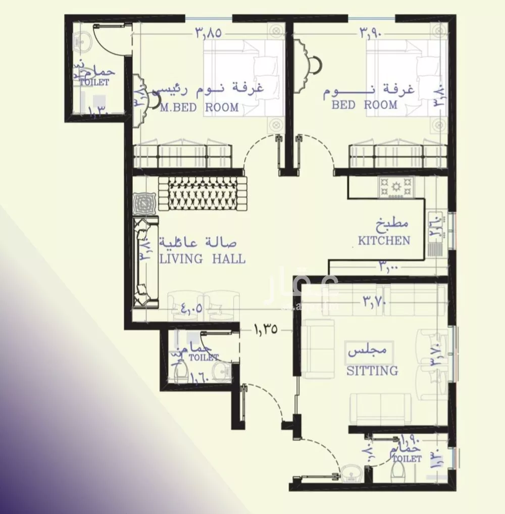 شقة 3 غرف في الصفا 2
