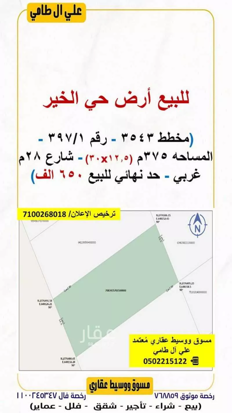 أرض 375 م² في بنبان 2