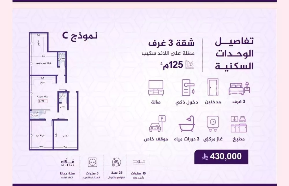 شقة 3 غرف في الفيحاء 3