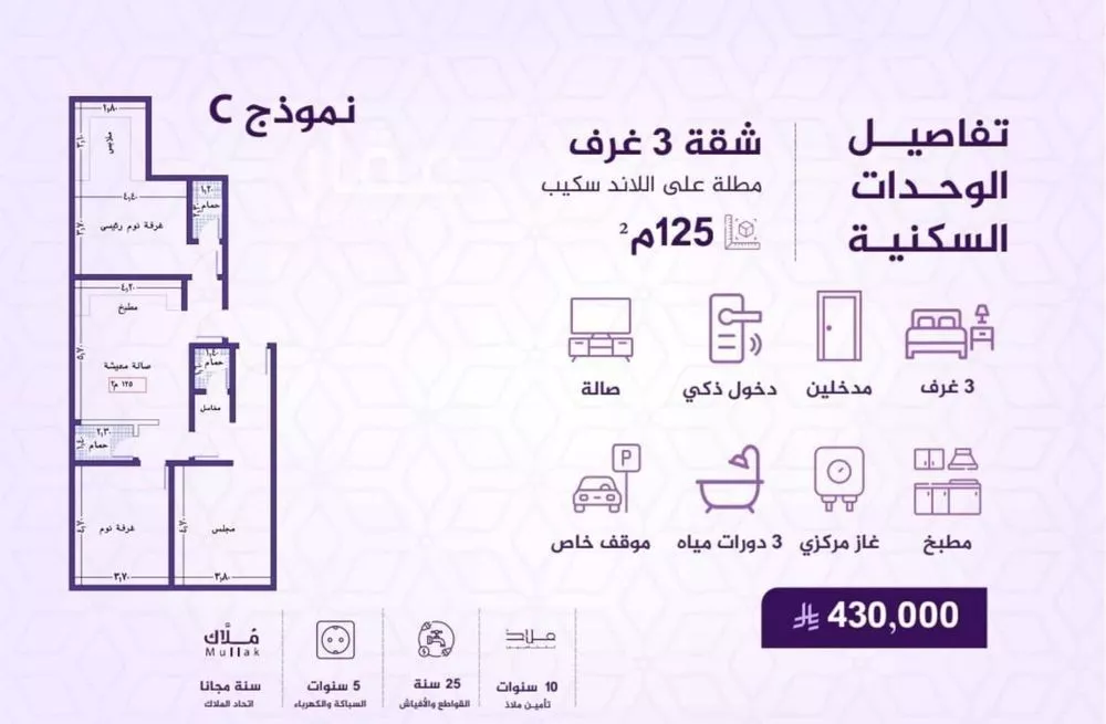 شقة 3 غرف في الفيحاء 1