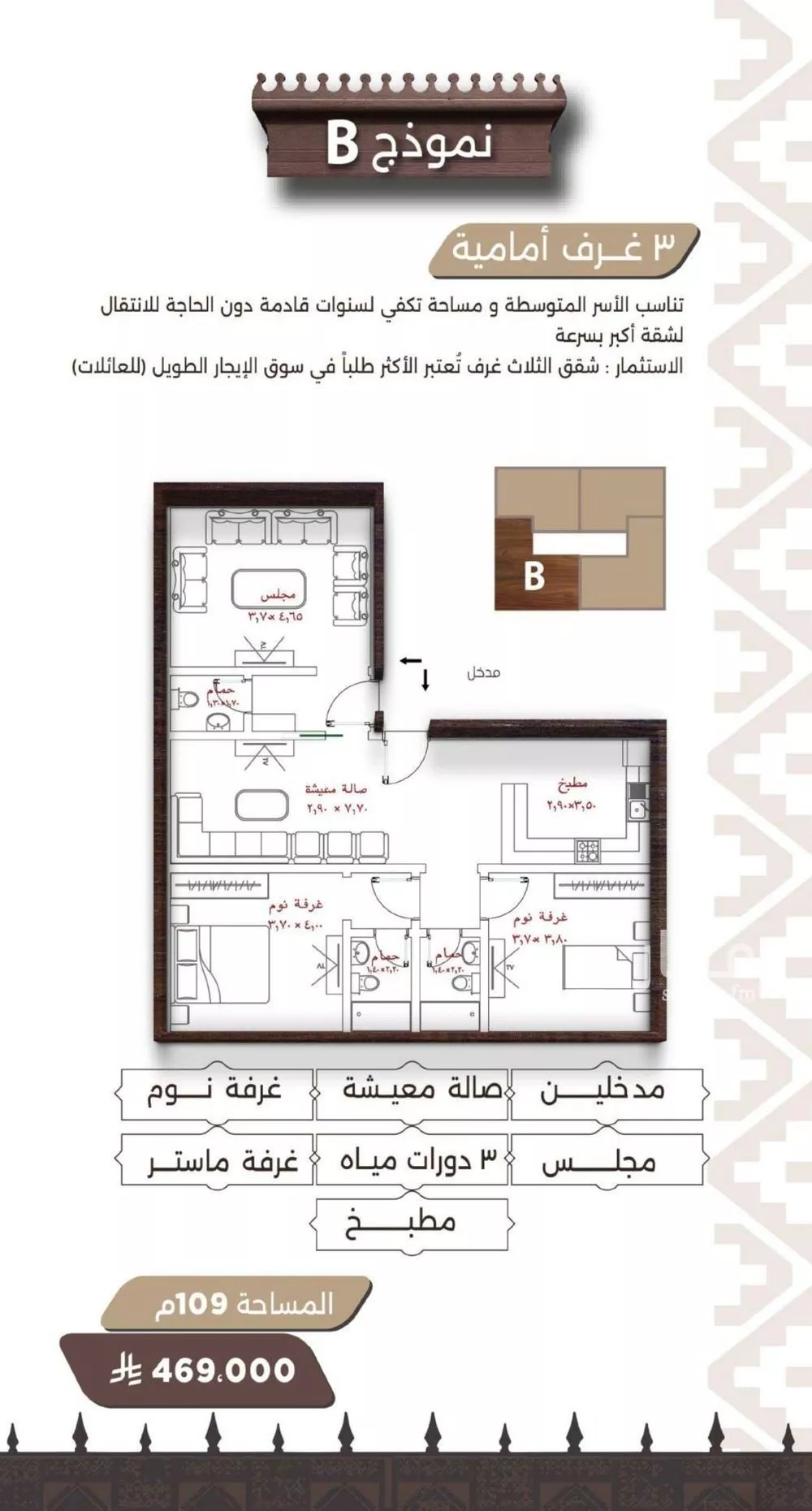 3 bedroom apartment in Al Naeem 1