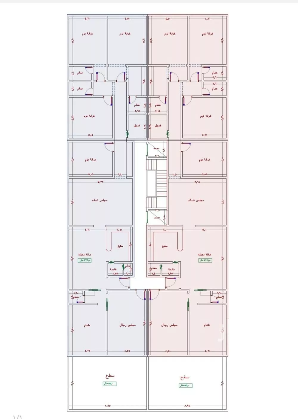 شقة 7 غرف في الجامعة