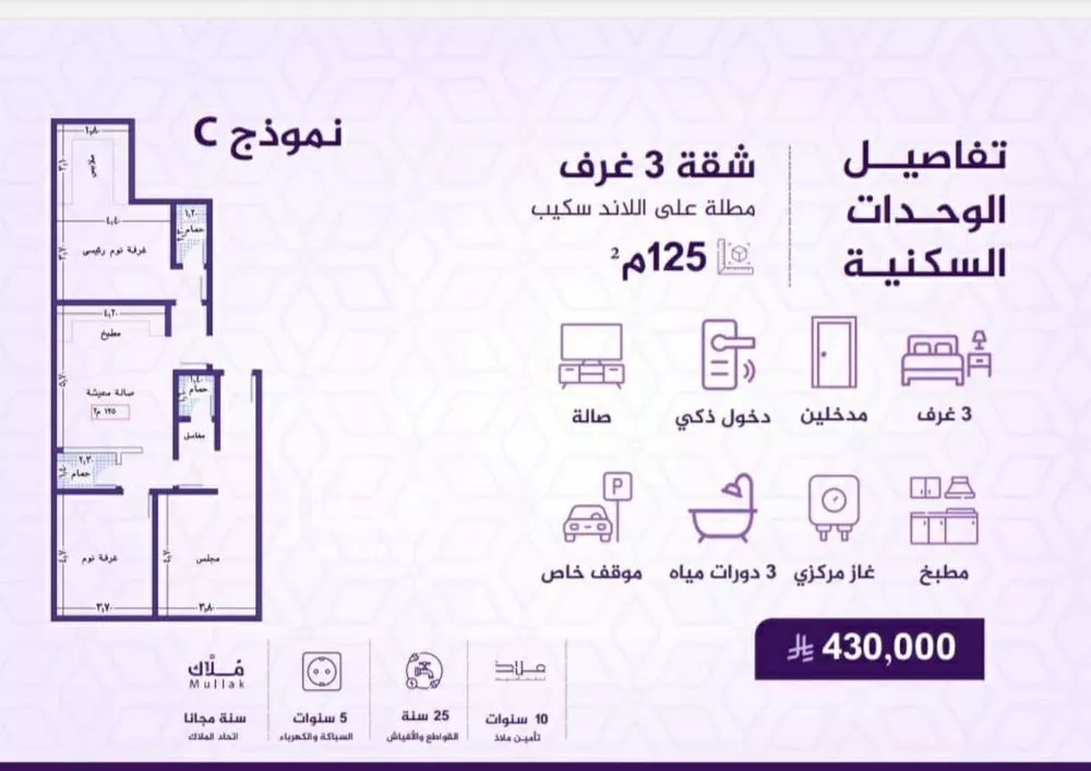 شقة 3 غرف في الفيحاء 2